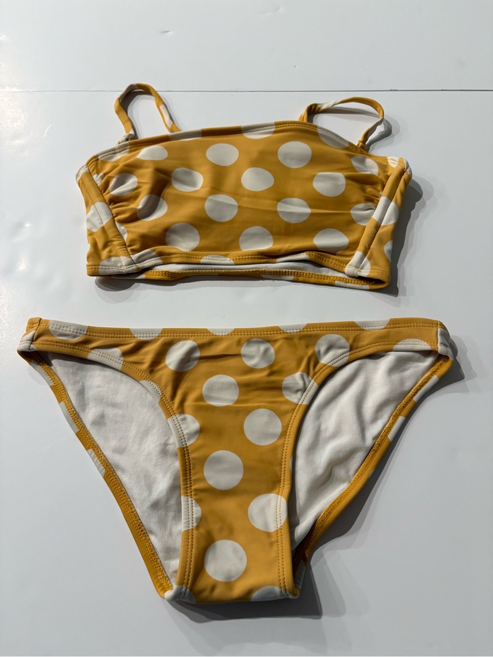 Xhilaration Yellow and White Polka Dot Bikini Top is XS, Bottom is S